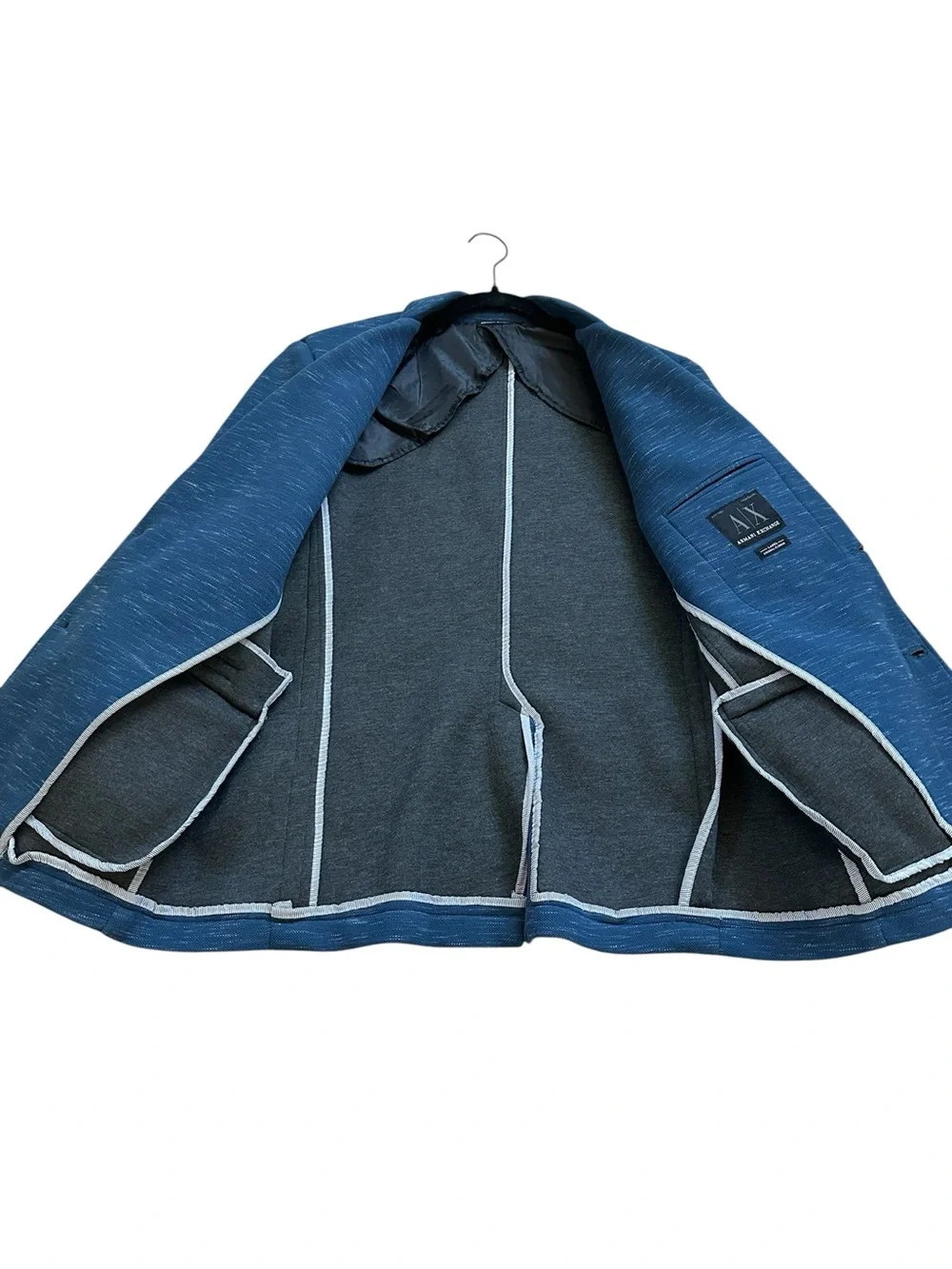 AX Armani Exchange Blazer Stretch Jacket Elbow Patch Professor Academia Preppy